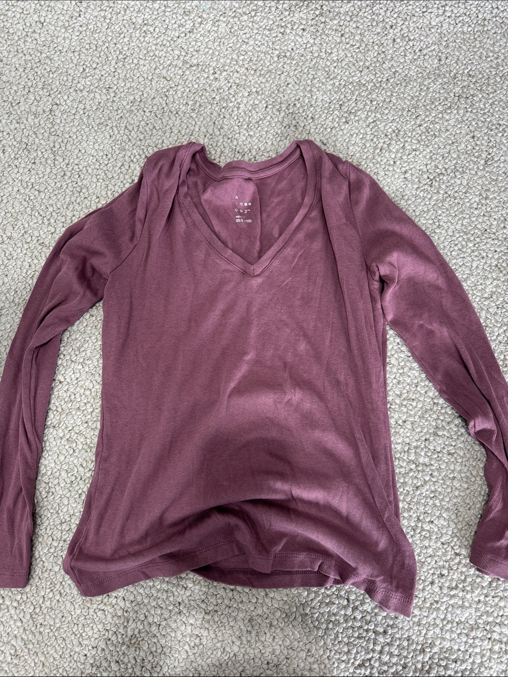 a new day Mauve V-Neck Long Sleeve Tee
